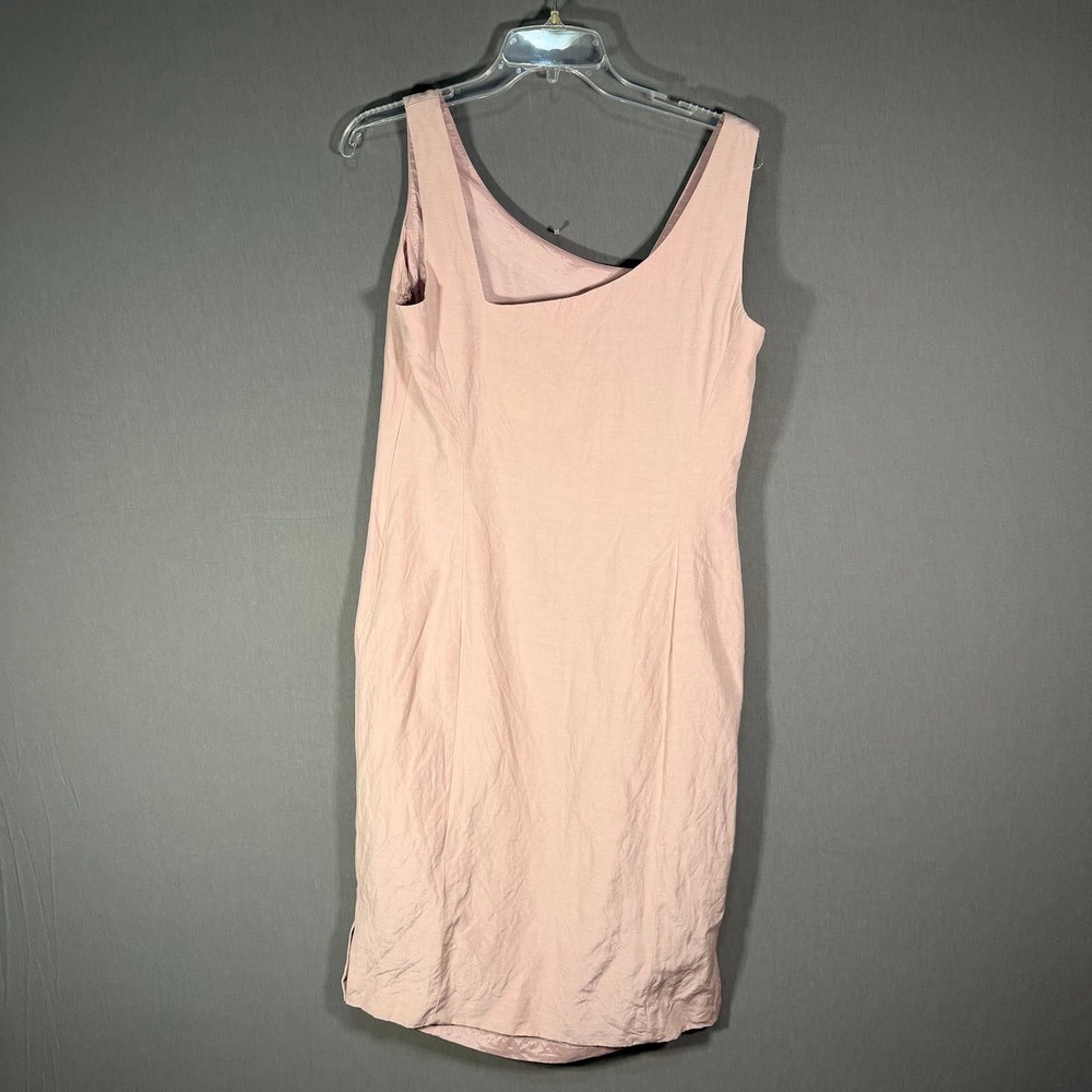 Dana Buchman Silk Linen Blend Pink Sleeveless Sheath Dress Size 8 Square Neck - Picture 2 of 8